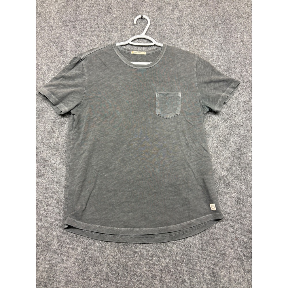 Marine Layer Mens Small Gray Cotton Pocket T-Shirt Slub Knit Curved Hem 14588
